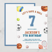 Invitation Sports Birthday Let’s Have a Ball  (Devant / Derrière)