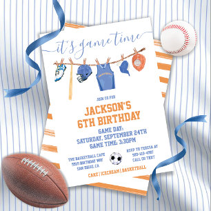Invitation Sports Clothesline fête d'anniversaire
