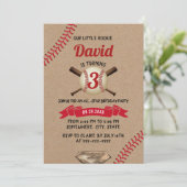 Invitation Sports De Baseball Toute Star Rustique Kraft Anniv (Debout devant)