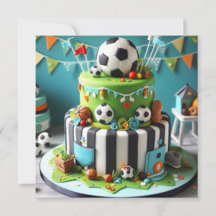 INVITATION SPORTS DE FOOTBALL THEME BANTHDAY CAKE