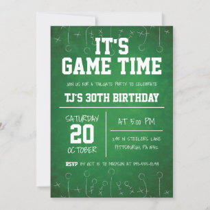 Invitation Sports de football vert Anniversaire