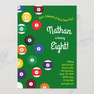 Invitation Sports de la Anniversaire de enfant de billard