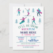 Invitation Sports d'hiver Anniversaire Filles Ski Snowboard (Devant)