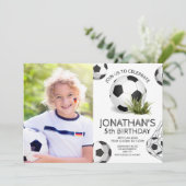 Invitation Sports Enfants Football Photo Anniversaire (Debout devant)