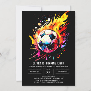 Invitation Sports magiques Watercolor Soccer Anniversaire