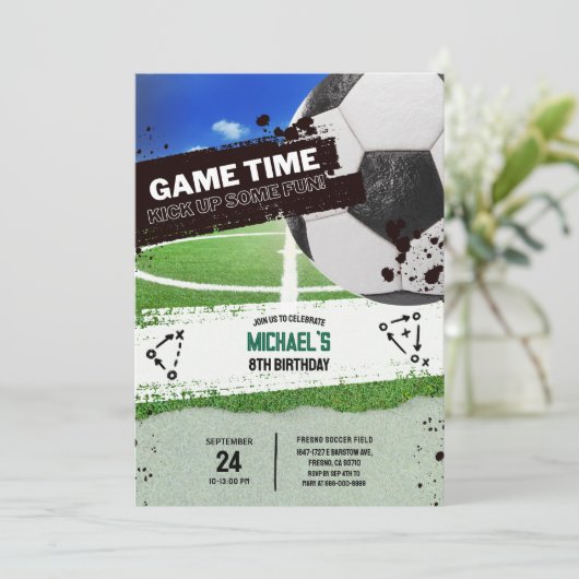 Invitation Sports modernes Soccer Ball Boys fête d'anniversai (Debout devant)