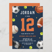 Invitation Sports modernes Thème fête d'anniversaire (Devant / Derrière)