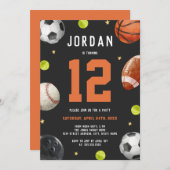 Invitation Sports modernes Thème fête d'anniversaire (Devant / Derrière)