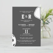 Invitation Sports Party Pickleball Black & White Mariage (Debout devant)