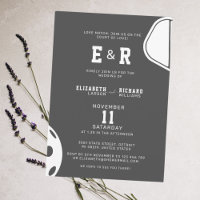 Sports Party Pickleball Black & White Mariage