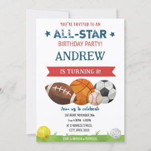 Invitation Sports personnels Anniversaire pour enfant Invitat