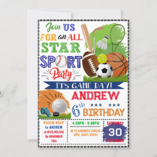 Invitation Sports personnels Anniversaire pour enfant Invitat