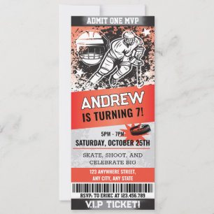 Invitation Sports personnels Hockey Billet Patinage Anniversa