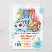 Invitation Sports Piscine toboggan fête d'anniversaire (Devant)