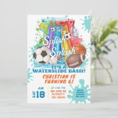 Invitation Sports Piscine toboggan fête d'anniversaire (Debout devant)