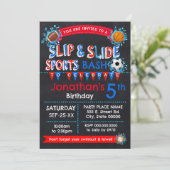 Invitation Sports Slide et Slide Anniversaire Basse Rouge Ble (Debout devant)