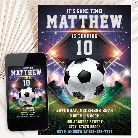 Invitation Sports Soccer Party Birthday