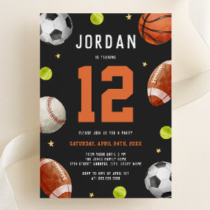 Invitation Sports Thème Garçons Fête d'Anniversaire Moderne