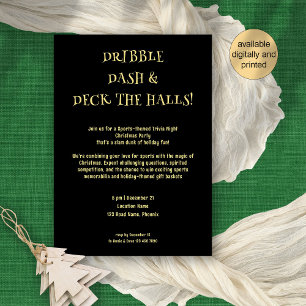 Invitation Sports Trivia Thème Gold Black Christmas Party