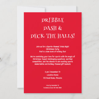 Invitation Sports Trivia Thème White Red Christmas Party