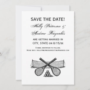 Invitation Sports Vintage Tennis Net, Raquettes Croisées, Bal