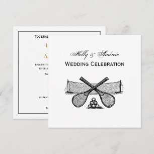 Invitation Sports Vintage Tennis Net, Raquettes Croisées, Bal