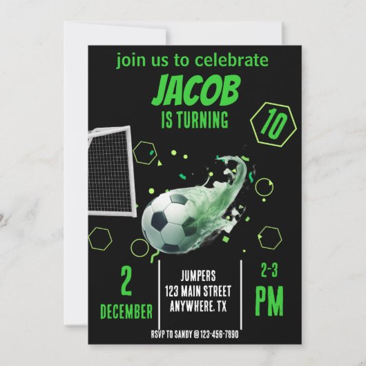 Invitation Sports Voler Soccer Objectif Anniversaire Invitati (Devant)