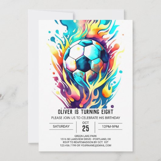 Invitation Sports Whimsical Printable Soccer Anniversaire (Devant)