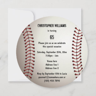 Invitation Sporty Baseball 65e Anniversaire Party Double face