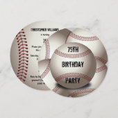 Invitation Sporty Baseball 75e Anniversaire Party Double face (Devant / Derrière)