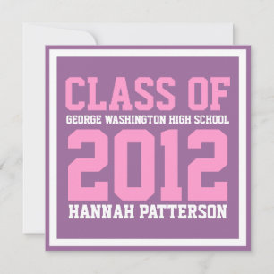 Invitation Sporty Girl Jersey Uniform Purple Graduation Party
