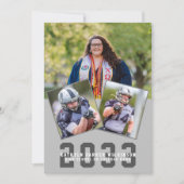 Invitation Sporty Girl Modern Bold Script 4 Photo Graduation (Devant)