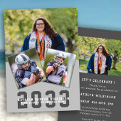 Invitation Sporty Girl Modern Bold Script 4 Photo Graduation