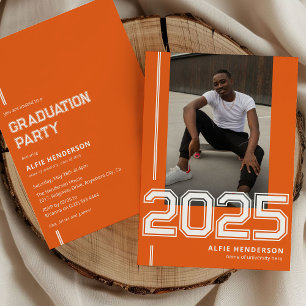 Invitation Sporty Photo Graduation Party Orange
