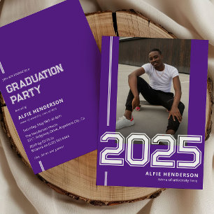 Invitation Sporty Photo Graduation Party Purple