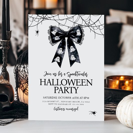 Invitation Spotacular Ghost Bow Coquette Halloween Party