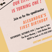 Invitation Spotacular Ghost Pink Halloween 1er anniversaire