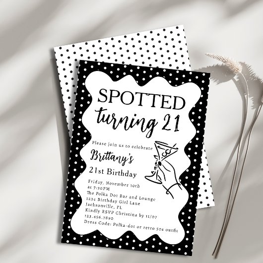 Invitation Spotted Turning 21 Polka Dot 21st Birthday Party