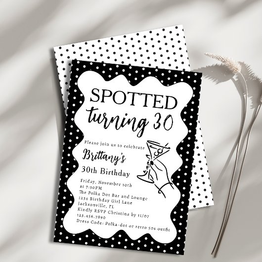 Invitation Spotted Turning 30 Polka Dot 30th Birthday Party