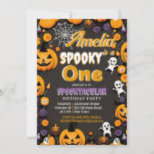 Invitation Sppoun un anniversaire d'Halloween rétro super (Devant)