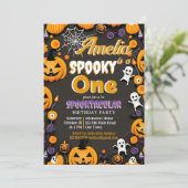 Invitation Sppoun un anniversaire d'Halloween rétro super (Debout devant)