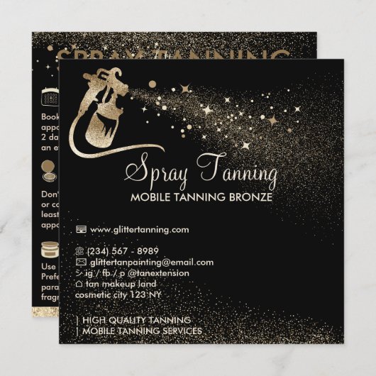 Invitation Spray Tan après soins Conseils d'instruction Corps (Devant / Derrière)