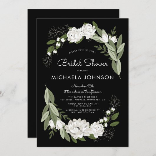 Invitation Sprigs Mariages floraux blancs (Devant / Derrière)