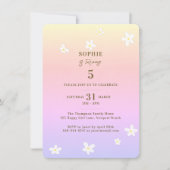 Invitation Spring Arc-en-ciel blanc marguerites Fille fête d' (Devant)