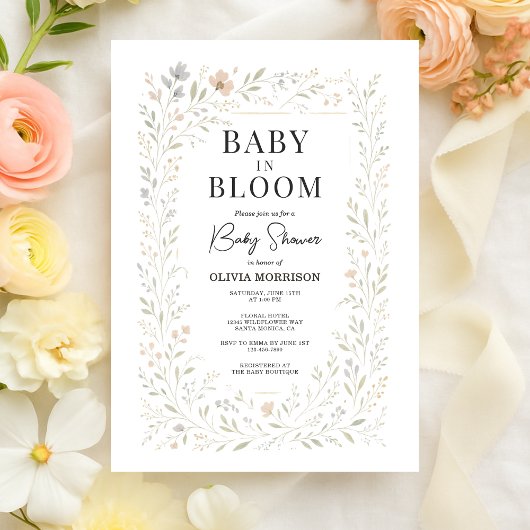 Invitation Spring Baby in Bloom Wildflower Baby Shower