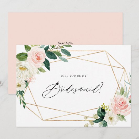 Invitation Spring Blooms Géométrique Serez-Vous Ma Femme D'Ac (Devant / Derrière)