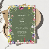 Invitation Spring Boho Chic Colorful Wildflower Wedding 