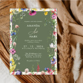 Invitation Spring Boho Chic Colorful Wildflower Wedding 