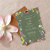 Invitation Spring Boho Chic Colorful Wildflower Wedding 