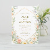 Invitation Spring Boho Colorfull Floral Watercolor Wedding (Debout devant)